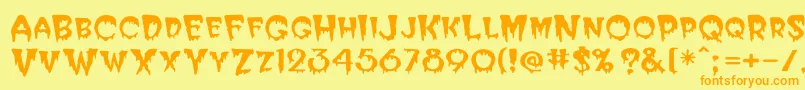 Bloodc Font – Orange Fonts on Yellow Background