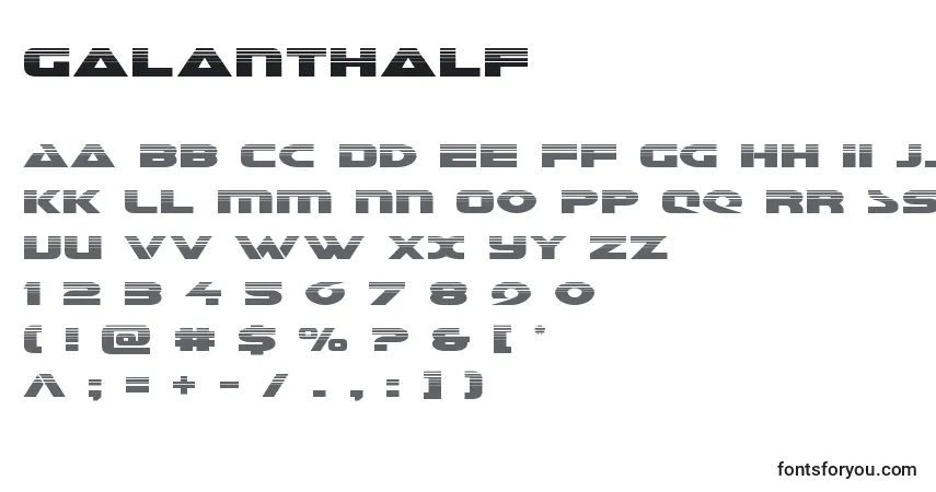 Czcionka Galanthalf – alfabet, cyfry, specjalne znaki