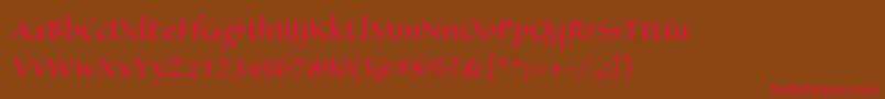 フォントSanvitoproSemibolddisp – 赤い文字が茶色の背景にあります。