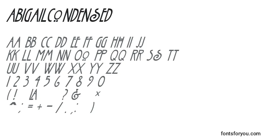 Шрифт AbigailCondensed – алфавит, цифры, специальные символы