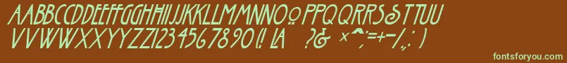 フォントAbigailCondensed – 緑色の文字が茶色の背景にあります。