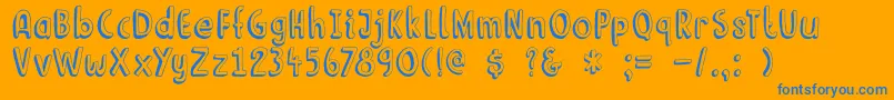 DkLimoen-Schriftart – Blaue Schriften auf orangefarbenem Hintergrund