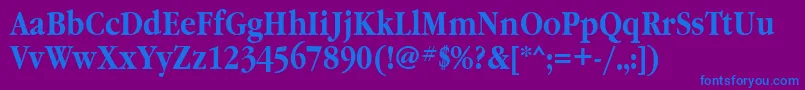Grn77C-Schriftart – Blaue Schriften auf violettem Hintergrund