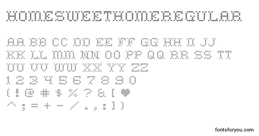 A fonte HomesweethomeRegular – alfabeto, números, caracteres especiais