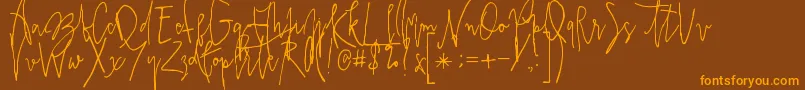 Prestigescriptalt Font – Orange Fonts on Brown Background