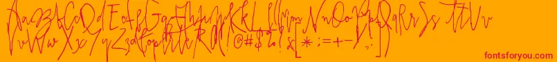 フォントPrestigescriptalt – オレンジの背景に赤い文字