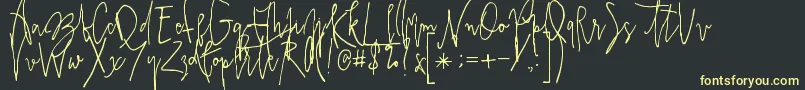 Prestigescriptalt Font – Yellow Fonts on Black Background