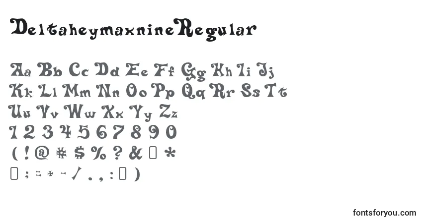 Czcionka DeltaheymaxnineRegular – alfabet, cyfry, specjalne znaki