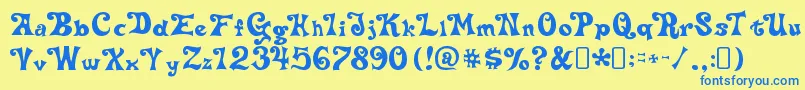 DeltaheymaxnineRegular Font – Blue Fonts on Yellow Background