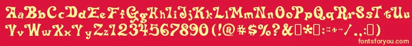 DeltaheymaxnineRegular Font – Yellow Fonts on Red Background