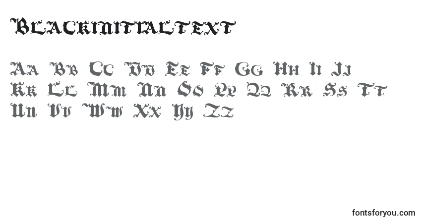 A fonte Blackinitialtext (78394) – alfabeto, números, caracteres especiais