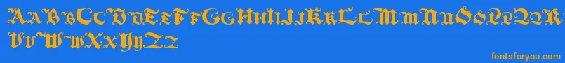 Blackinitialtext Font – Orange Fonts on Blue Background