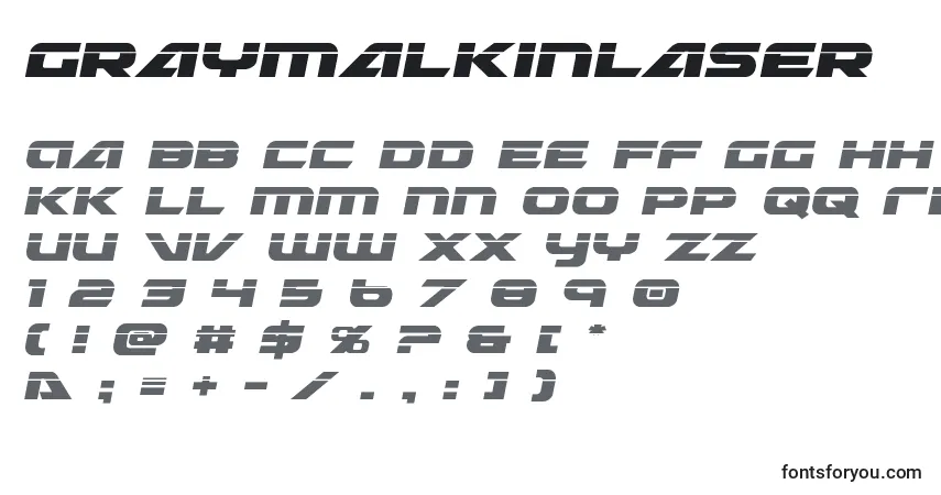 Schriftart Graymalkinlaser – Alphabet, Zahlen, spezielle Symbole