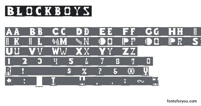 Czcionka Blockboys – alfabet, cyfry, specjalne znaki