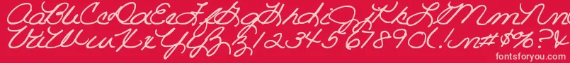 DjbRoomMother Font – Pink Fonts on Red Background