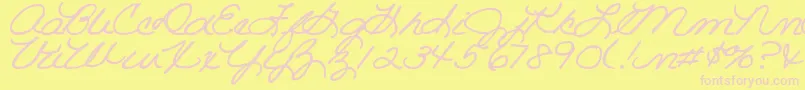 DjbRoomMother Font – Pink Fonts on Yellow Background