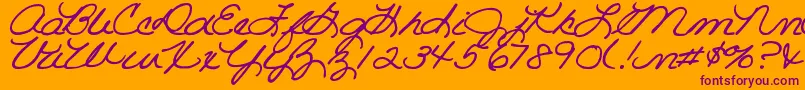 DjbRoomMother Font – Purple Fonts on Orange Background