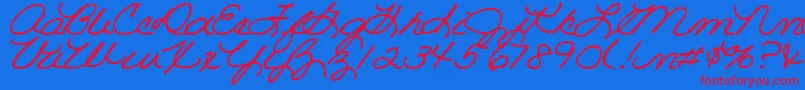 DjbRoomMother Font – Red Fonts on Blue Background