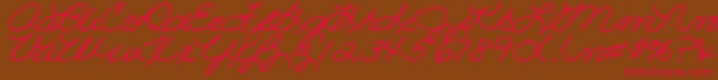DjbRoomMother-Schriftart – Rote Schriften auf braunem Hintergrund
