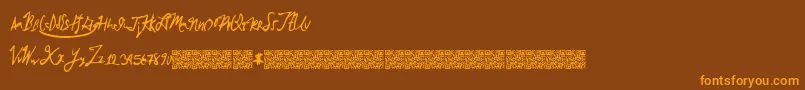 Brokenmustangs-Schriftart – Orangefarbene Schriften auf braunem Hintergrund
