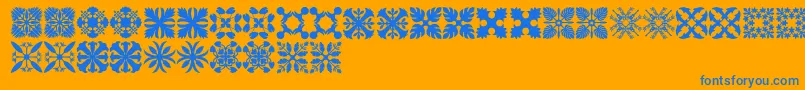 HawaiianQuilt3 Font – Blue Fonts on Orange Background