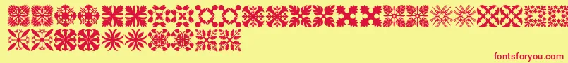 HawaiianQuilt3 Font – Red Fonts on Yellow Background