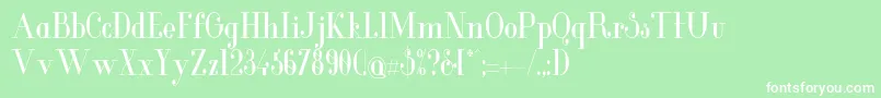 Fonte GlamorMediumcondensed – fontes brancas em um fundo verde