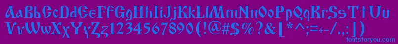 フォントIzhitsatwo.Kz – 紫色の背景に青い文字