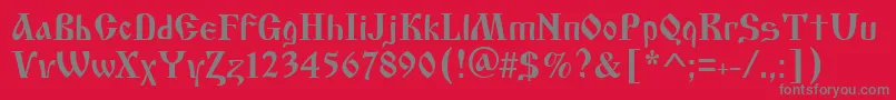 フォントIzhitsatwo.Kz – 赤い背景に灰色の文字