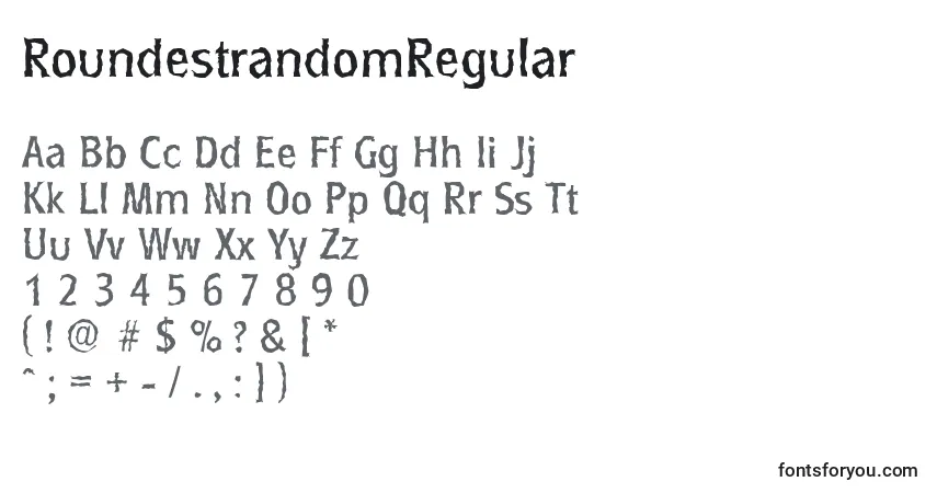 A fonte RoundestrandomRegular – alfabeto, números, caracteres especiais