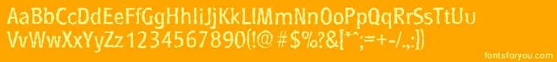 Więcej informacji o czcionce RoundestrandomRegular Czcionka RoundestrandomRegular – żółte czcionki na pomarańczowym tle