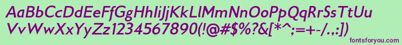 Gilliusadfno2Bolditalic Font – Purple Fonts on Green Background