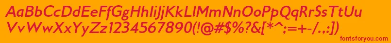 フォントGilliusadfno2Bolditalic – オレンジの背景に赤い文字