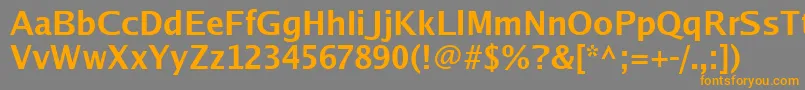 フォントLuxisb – オレンジの文字は灰色の背景にあります。