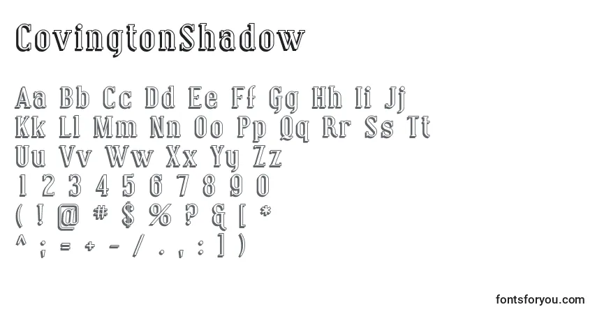 Schriftart CovingtonShadow – Alphabet, Zahlen, spezielle Symbole