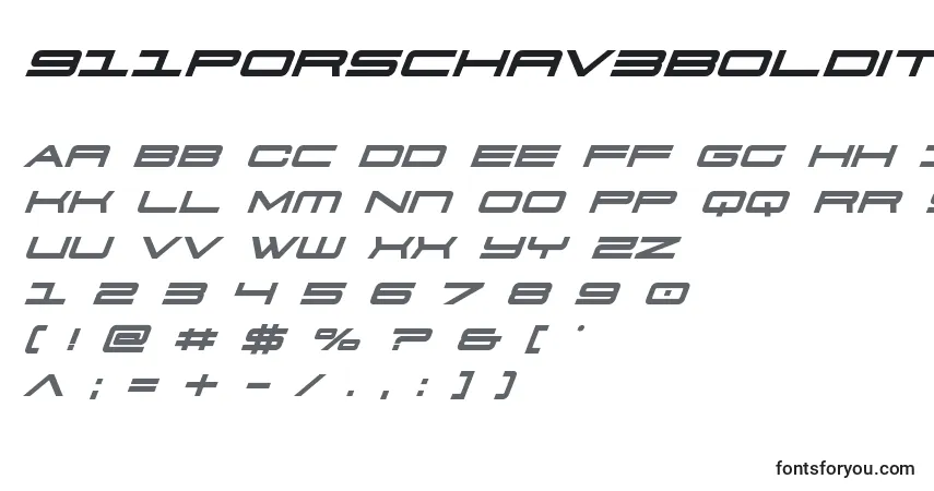 Schriftart 911porschav3boldital – Alphabet, Zahlen, spezielle Symbole