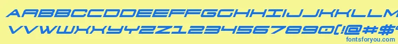 911porschav3boldital Font – Blue Fonts on Yellow Background