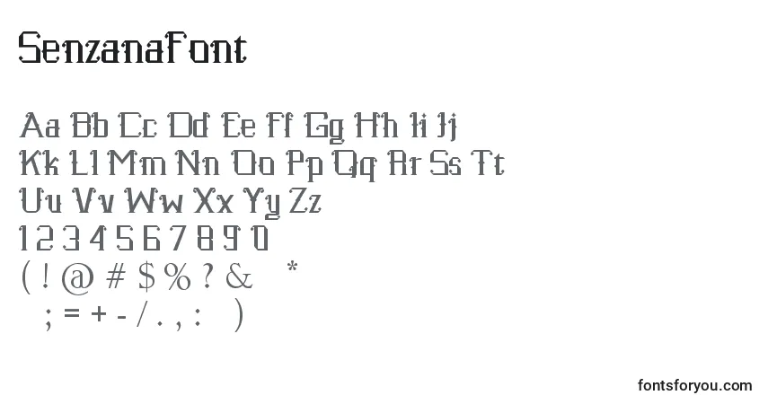 A fonte SenzanaFont – alfabeto, números, caracteres especiais