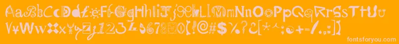 Mailart-Schriftart – Rosa Schriften auf orangefarbenem Hintergrund