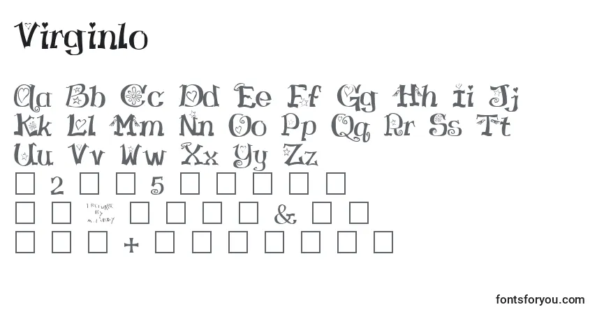A fonte Virginlo – alfabeto, números, caracteres especiais