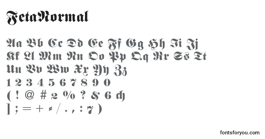 Schriftart FetaNormal – Alphabet, Zahlen, spezielle Symbole