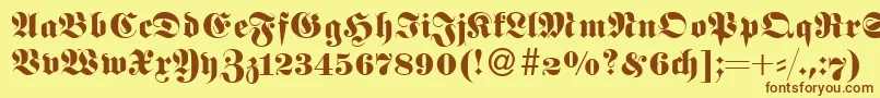 フォントFetaNormal – 茶色の文字が黄色の背景にあります。