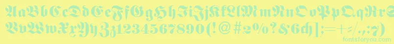 FetaNormal-Schriftart – Grüne Schriften auf gelbem Hintergrund