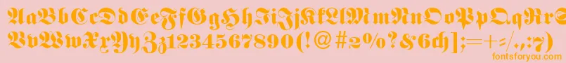 FetaNormal-Schriftart – Orangefarbene Schriften auf rosa Hintergrund