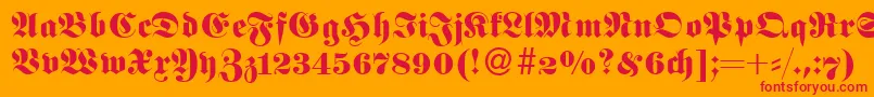 FetaNormal-Schriftart – Rote Schriften auf orangefarbenem Hintergrund