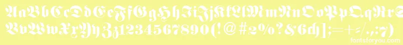 フォントFetaNormal – 黄色い背景に白い文字