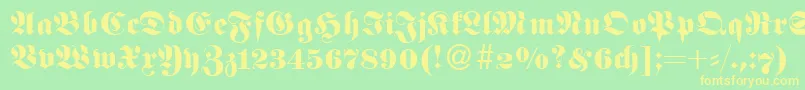 FetaNormal-Schriftart – Gelbe Schriften auf grünem Hintergrund