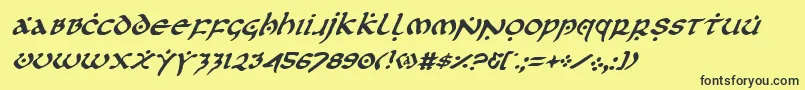 Czcionka FirstOrderItalic – czarne czcionki na żółtym tle