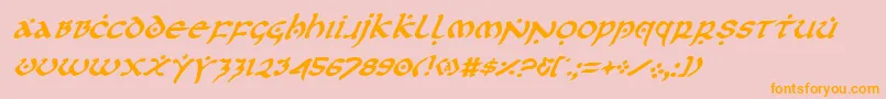 FirstOrderItalic-Schriftart – Orangefarbene Schriften auf rosa Hintergrund