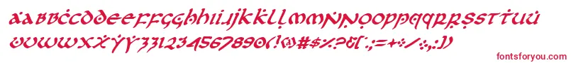 フォントFirstOrderItalic – 白い背景に赤い文字